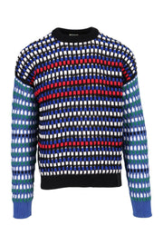 Multi-Colour Openwork Sweater Men Fashion Kenzo Paris Cotton-Blend Long-Sleeve Pattern Designer Oversized