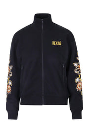 Passion Flower Jacket Women Fashion Kenzo Paris Cotton Long-Sleeve Tall-Neck Casual Outwear