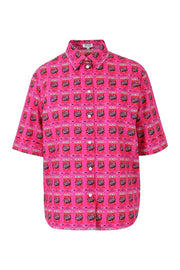 Passion Flower Rice Bag Shirt Women Fashion Kenzo Paris Cotton Short-Sleeve Pattern Stylish Designer