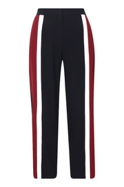 Colourblock Crepe Pant Long Pants Fashion Basic Bottoms