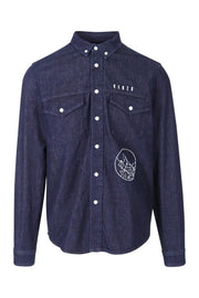 Kenzo Mountain Denim Shirt Men Fashion Long-Sleeve Cotton Casual Trendy Outwear