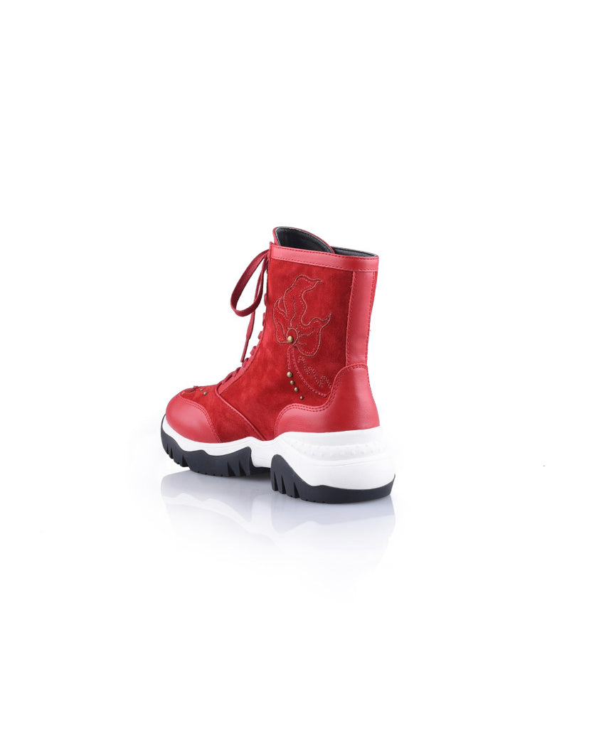 Sporty Chic Collection Embroidered Leather Sneakers