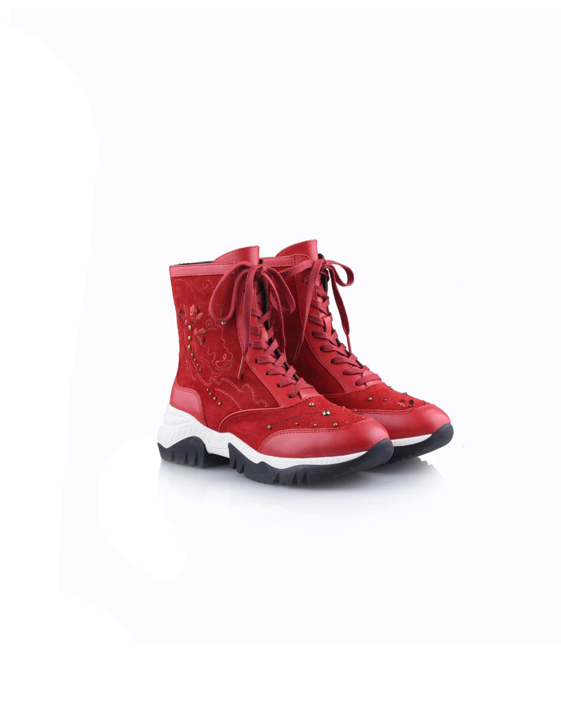 Sporty Chic Collection Embroidered Leather Sneakers