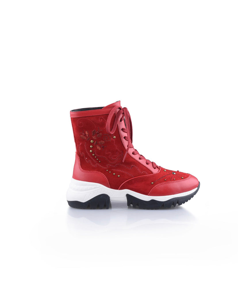 Sporty Chic Collection Embroidered Leather Sneakers