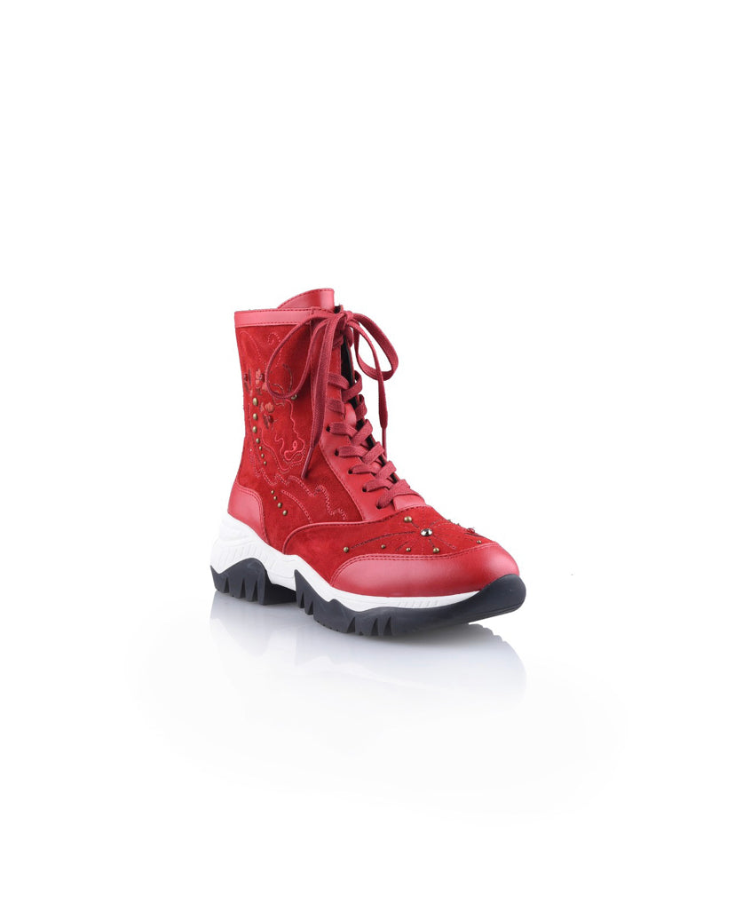 Sporty Chic Collection Embroidered Leather Sneakers