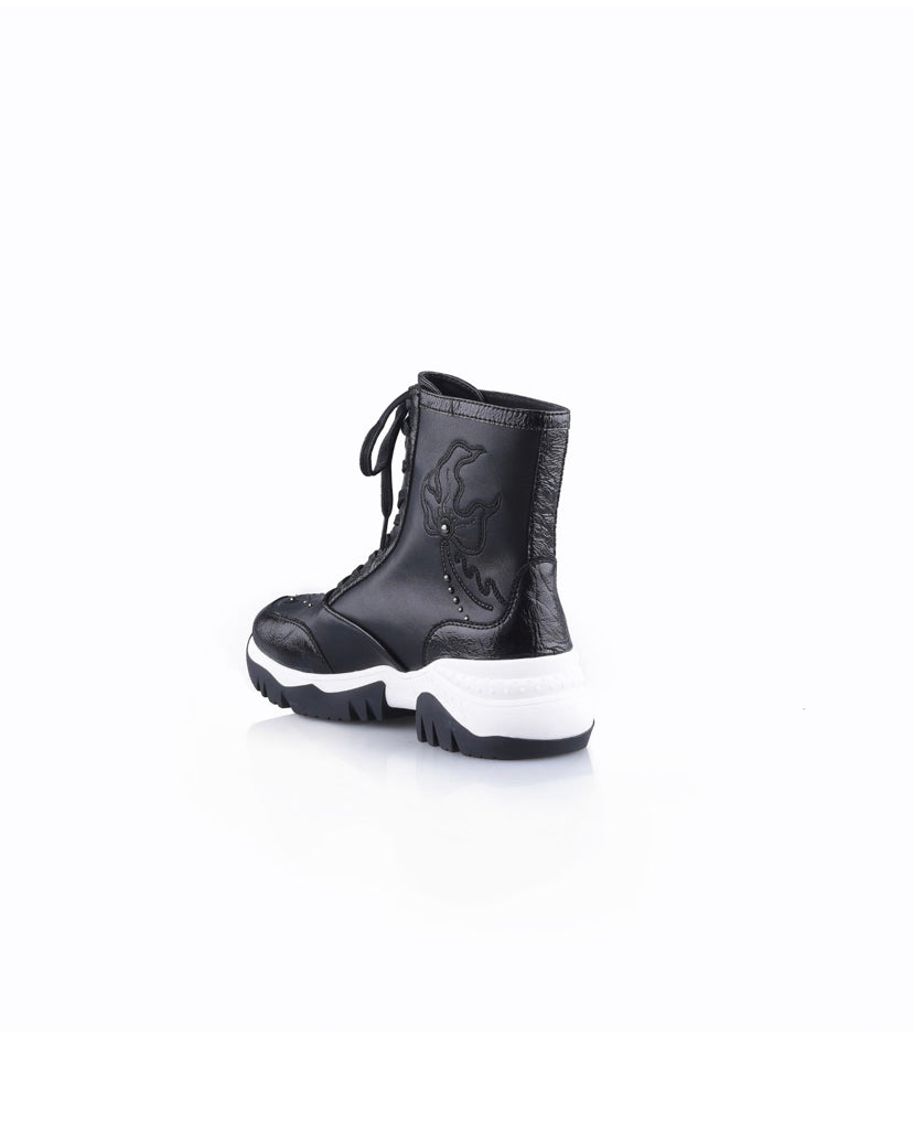 Sporty Chic Collection Embroidered Leather Sneakers