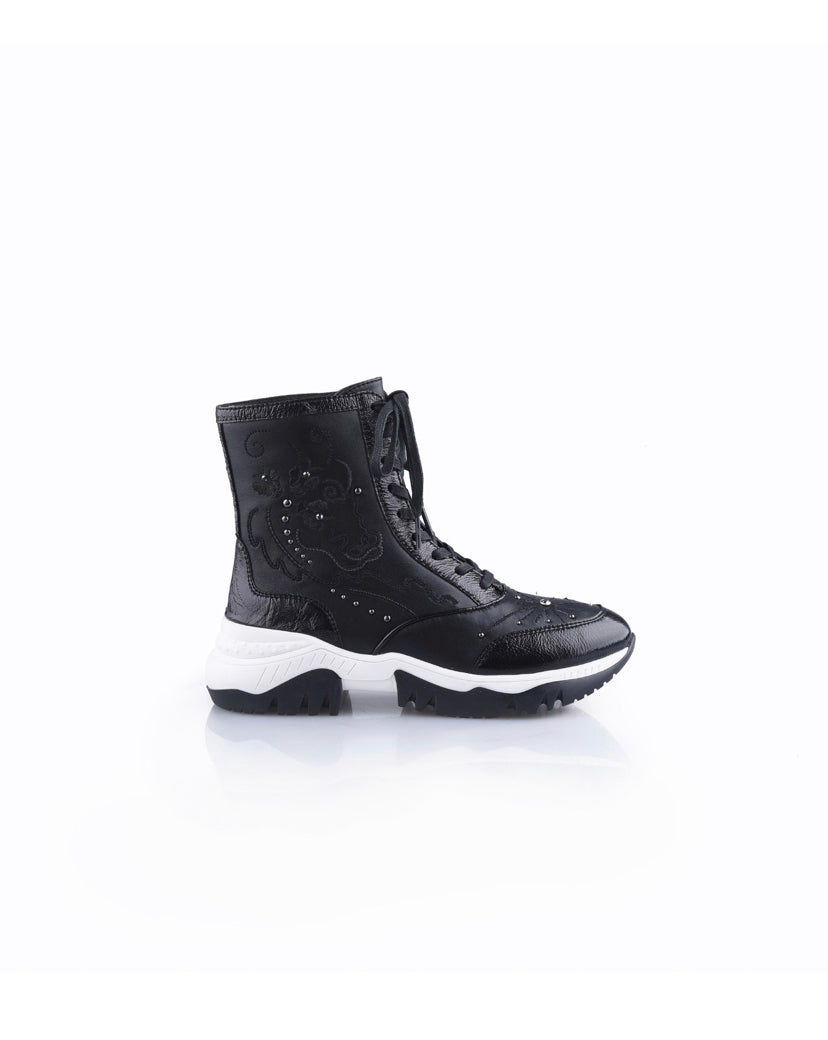Sporty Chic Collection Embroidered Leather Sneakers
