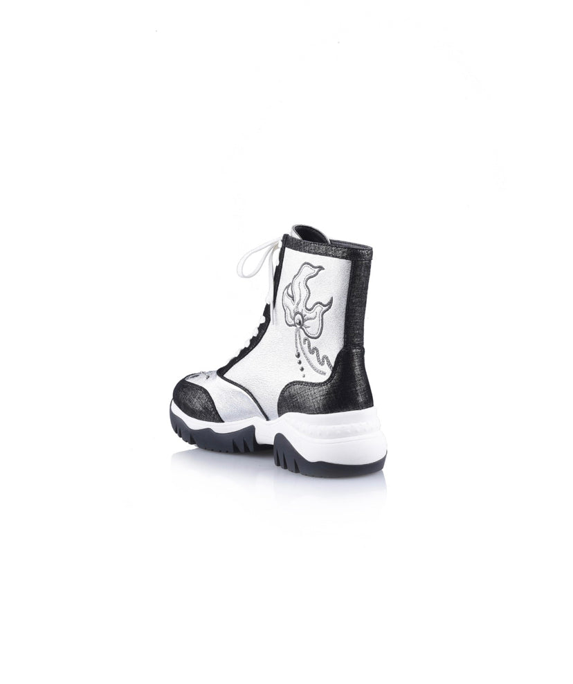 Sporty Chic Collection Embroidered Leather Sneakers