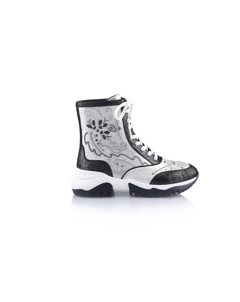 Sporty Chic Collection Embroidered Leather Sneakers