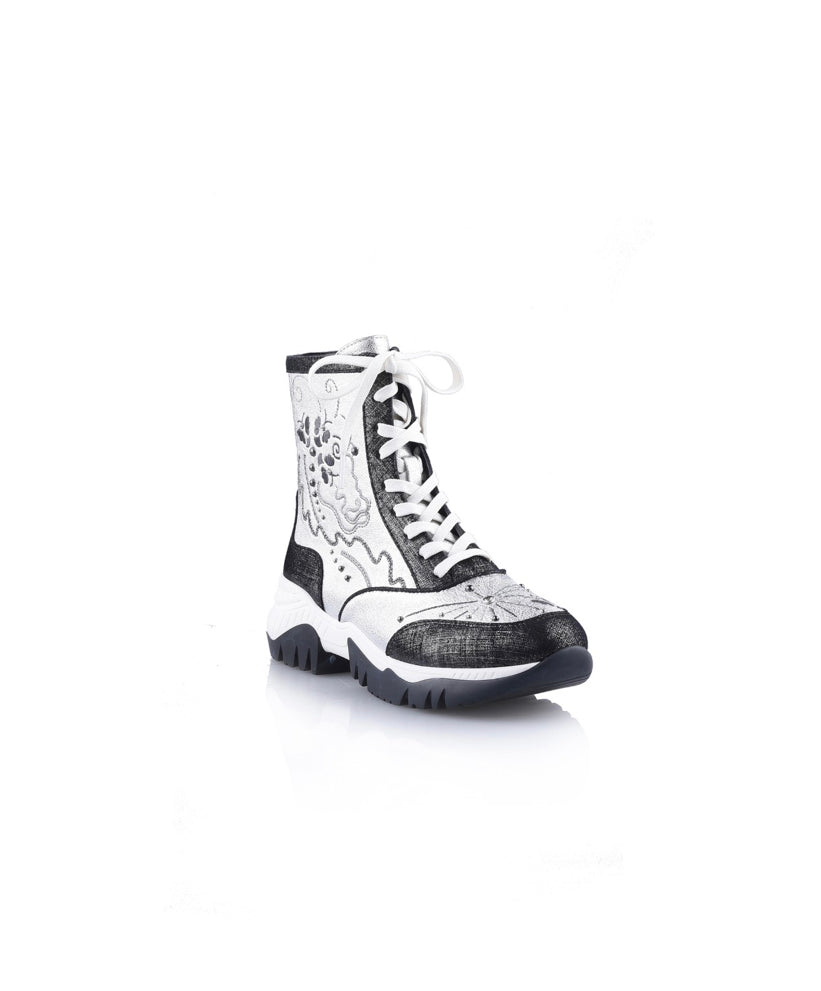 Sporty Chic Collection Embroidered Leather Sneakers