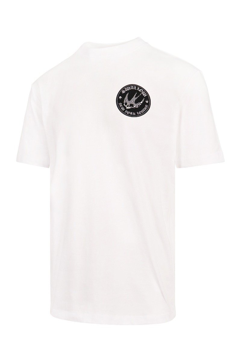 Swallow Badge T-Shirt Men Fashion MCQ Cotton Short Sleeve Top Casual Tee