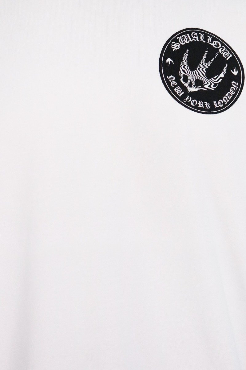 Swallow Badge T-Shirt Men Fashion MCQ Cotton Short Sleeve Top Casual Tee