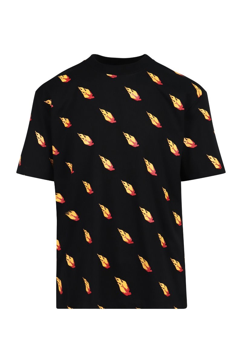 Flaming Swallow T-Shirt Cotton Crew Neck Top Short Sleeves 