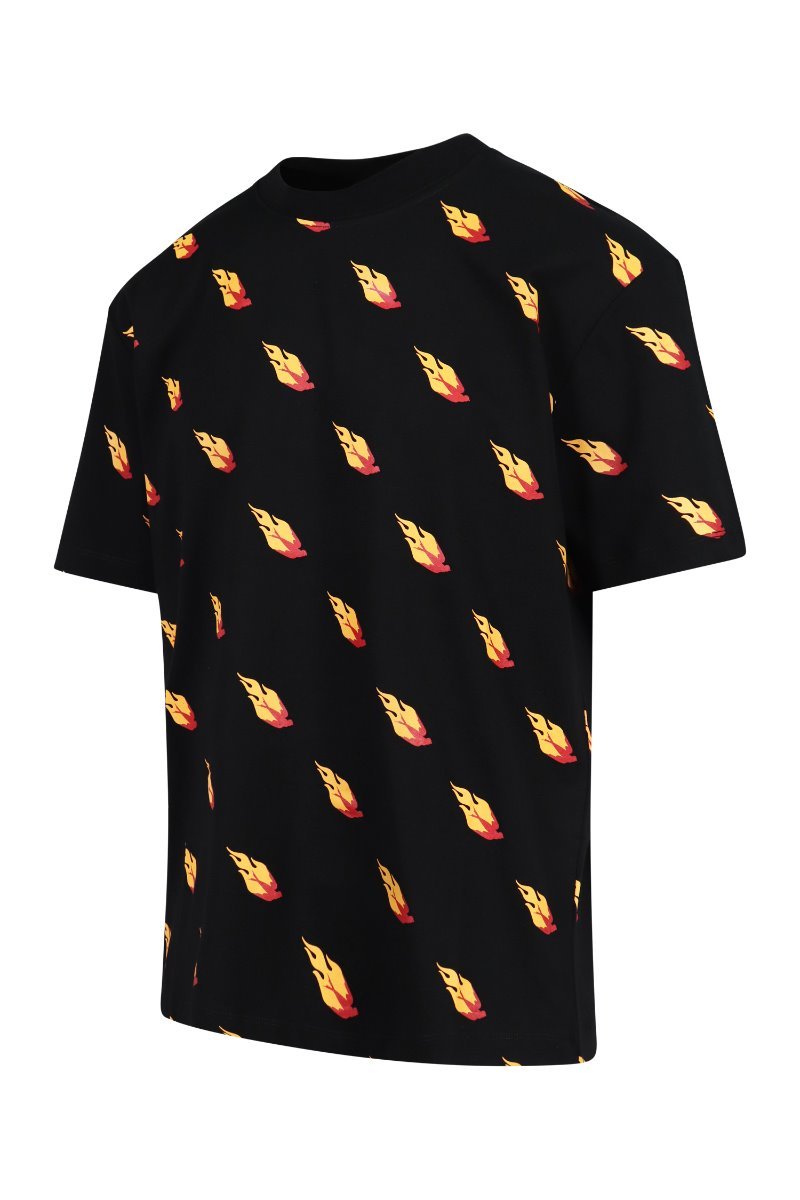 Flaming Swallow T-Shirt Cotton Crew Neck Top Short Sleeves 
