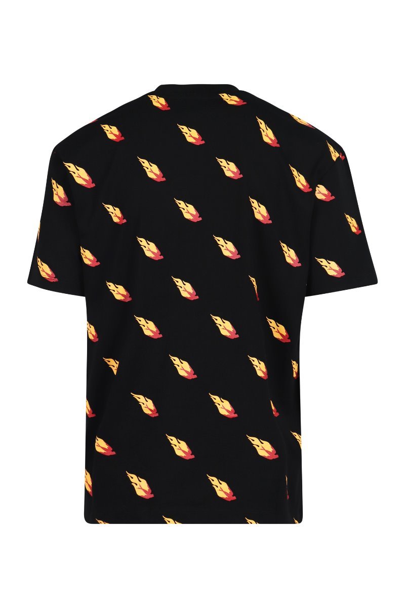 Flaming Swallow T-Shirt Cotton Crew Neck Top Short Sleeves 