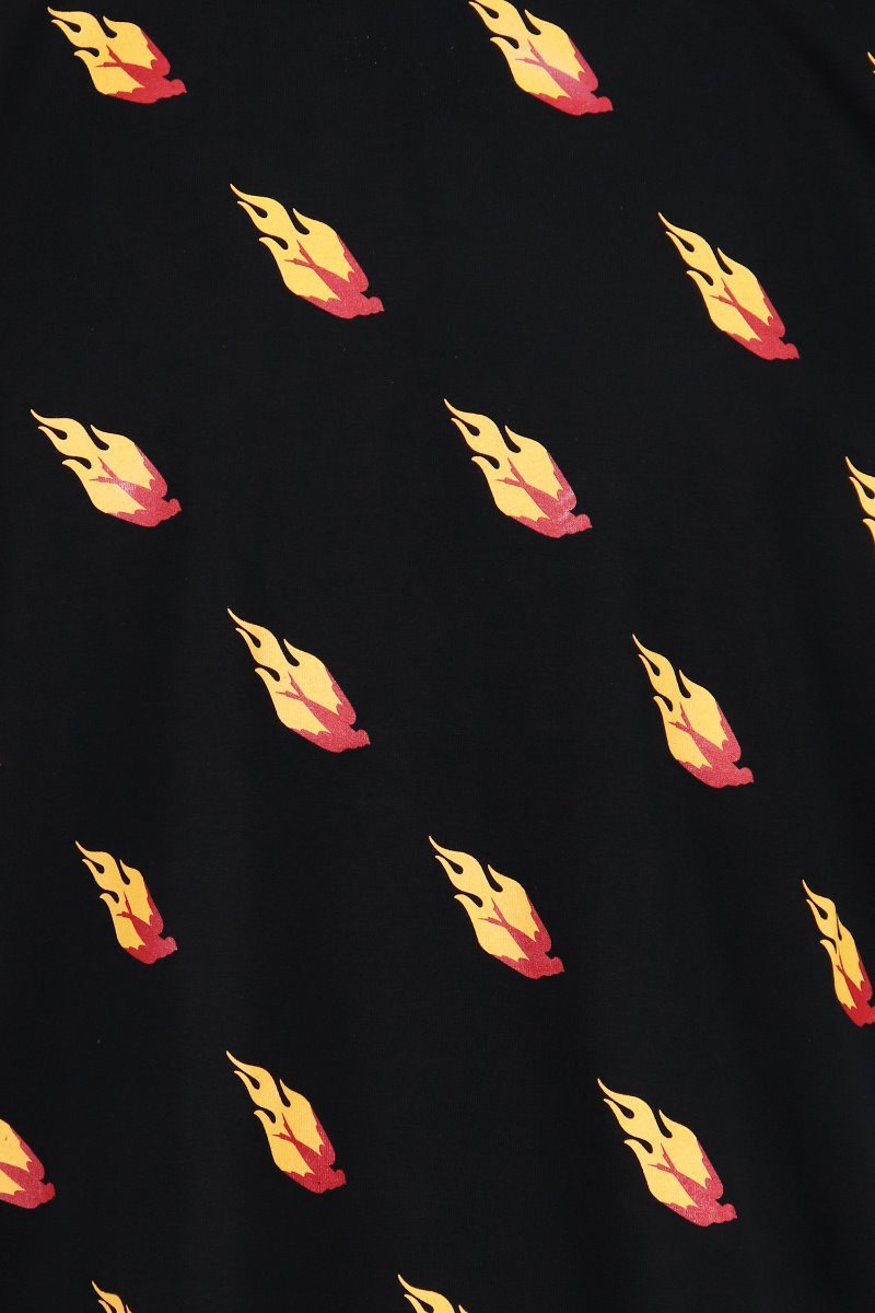 Flaming Swallow T-Shirt Cotton Crew Neck Top Short Sleeves 