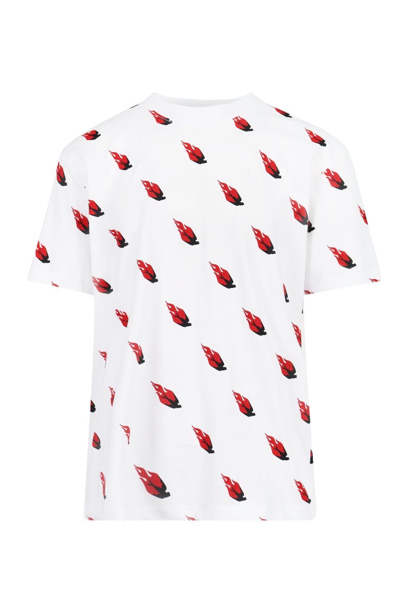 Flaming Swallow T-Shirt Cotton Crew Neck Top Short Sleeves 