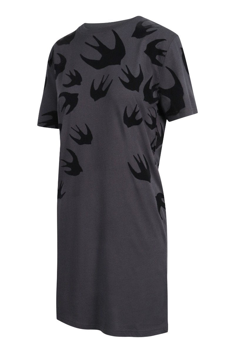 Swallow T-Shirt Dress Women Fashion MCQ Cotton Short Sleeve Casual Onepiece