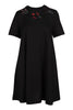 Embellished Swallow Dress Cotton Crew Neck Short Sleeves Casual Midi Dress