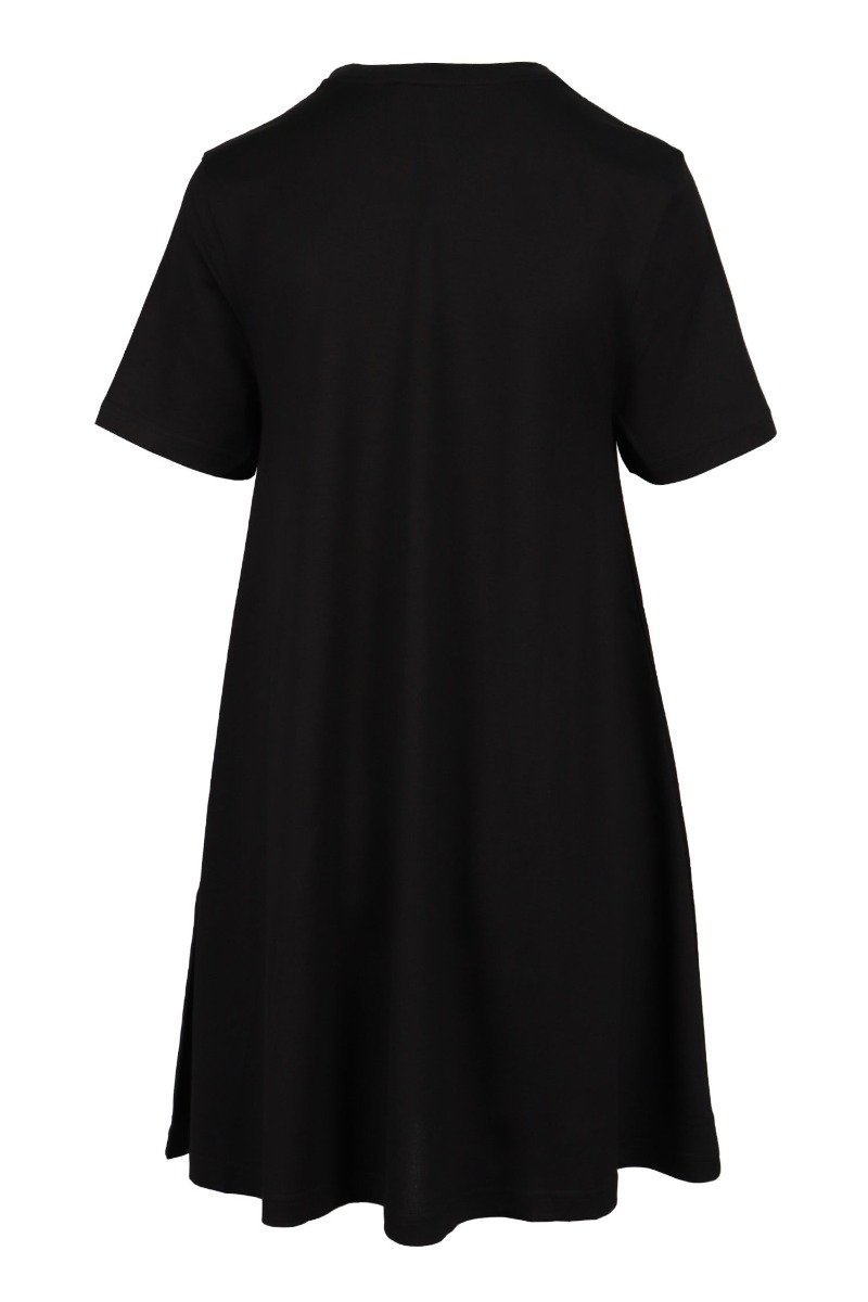 Embellished Swallow Dress Cotton Crew Neck Short Sleeves Casual Midi Dress