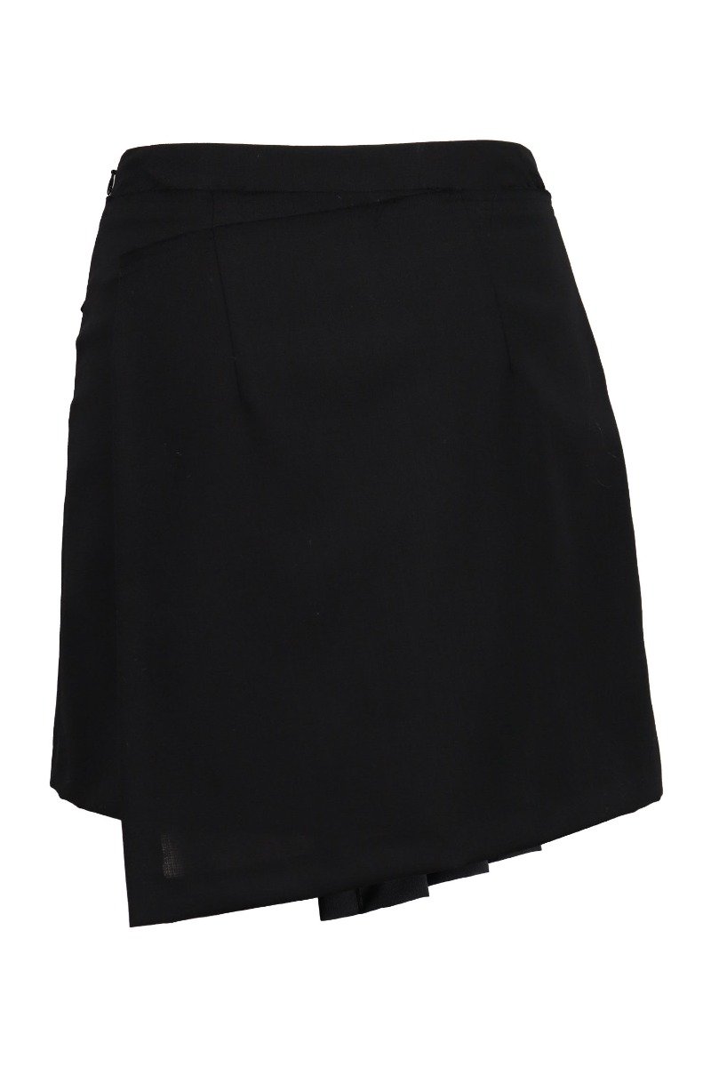 Wrap Kilt Skirt MCQ Pleated Buckle Side Zip Black Modern Fashion Designed