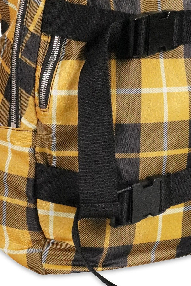 Bunny Skater Clip Backpack Travel Casual Nylon Waterproof Basic Yellow Checkered 