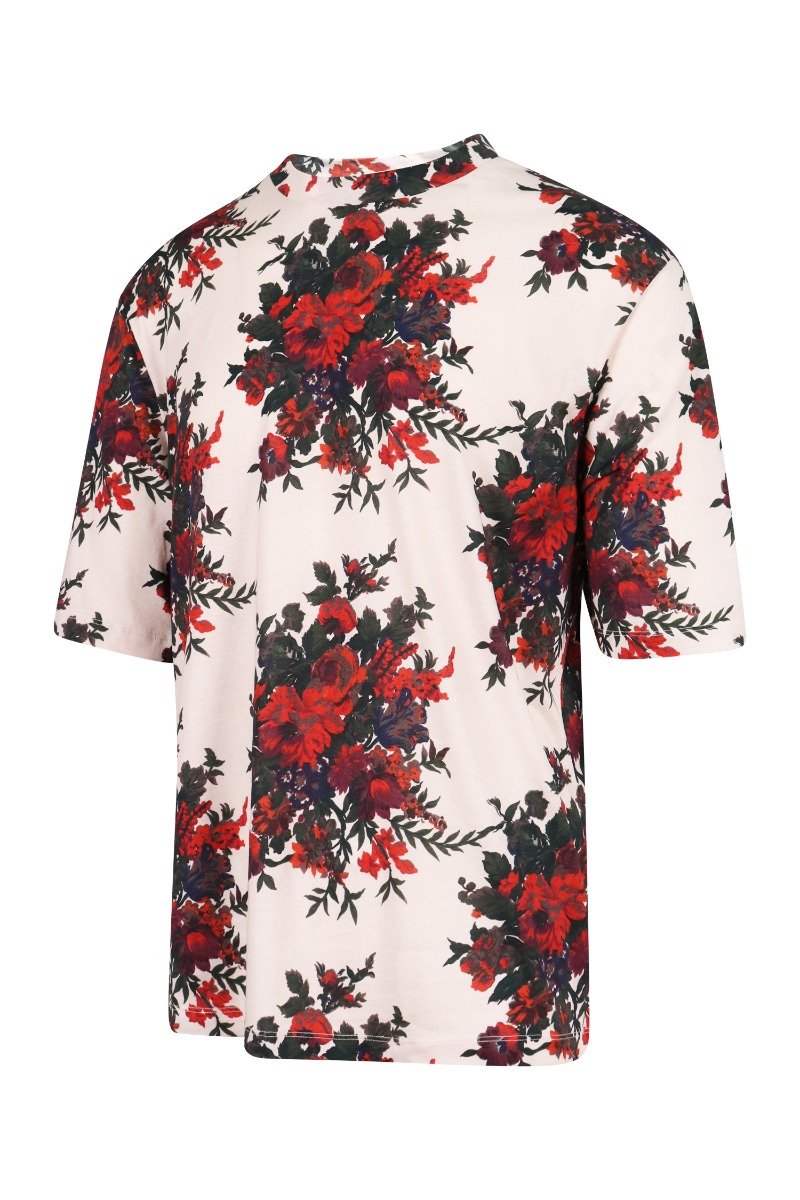 Floral Print T-Shirt Cotton Short Sleeves Floral Prints Menswear Casual 