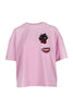 Monster Badges T-Shirt Women Fashion MCQ Cotton Short-Sleeve Cute Young Casual Pink