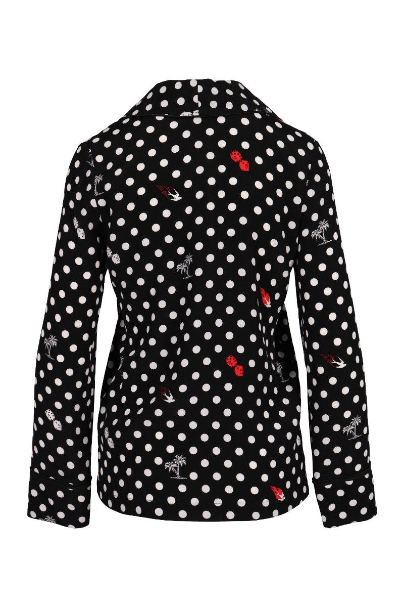 Polka Dot Lounge Shirt Women Fashion MCQ Viscose Long Sleeve Classic Stylish Designer Trendy