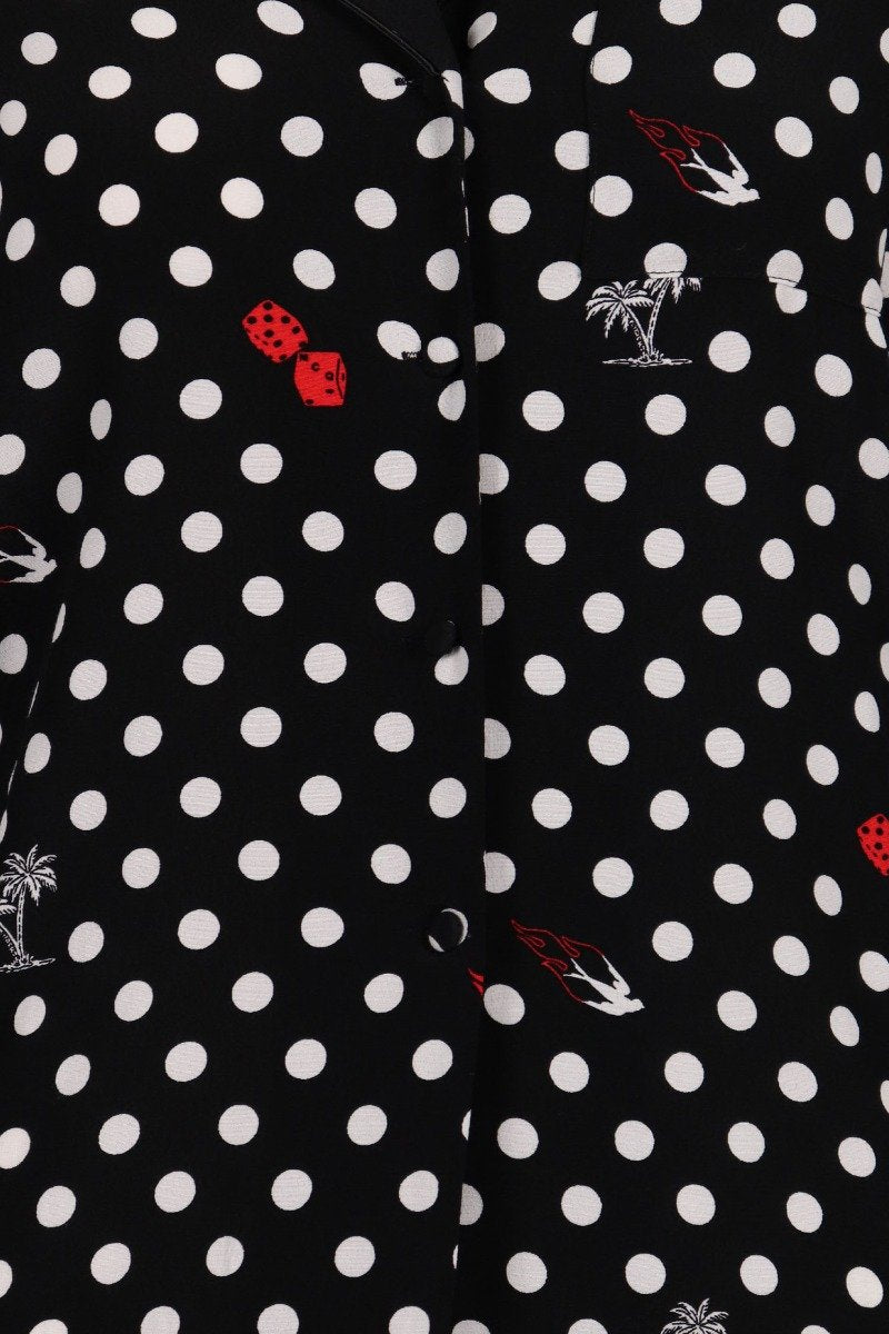 Polka Dot Lounge Shirt Women Fashion MCQ Viscose Long Sleeve Classic Stylish Designer Trendy