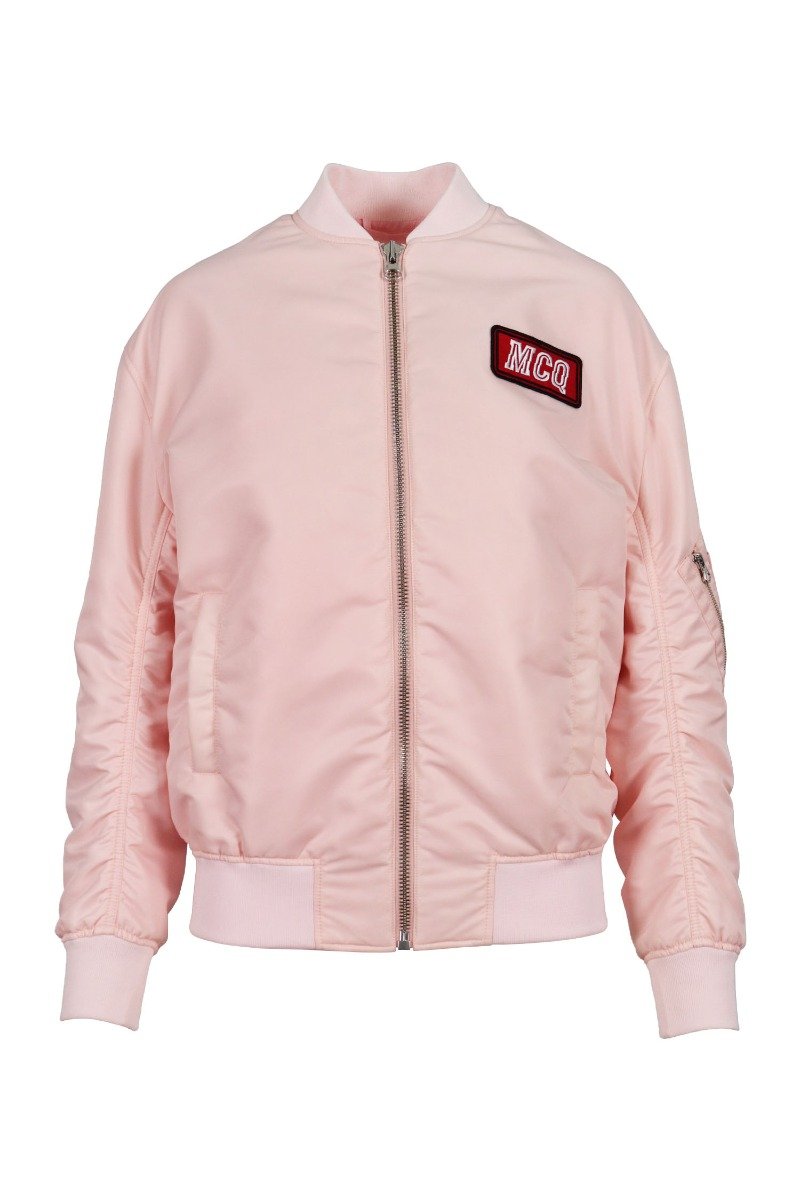 Mcq Badge Jacket Women Fashion Polyamide Long-Sleeve Outwear Coat Trendy