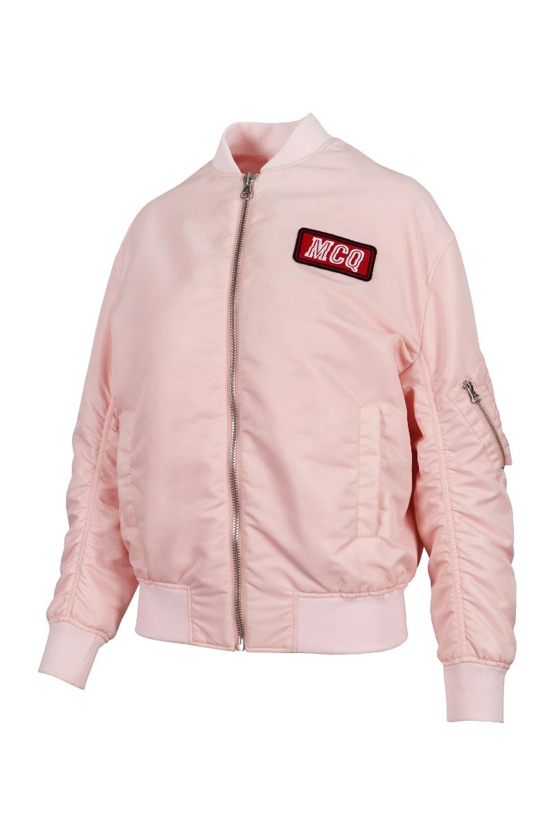 Mcq Badge Jacket Women Fashion Polyamide Long-Sleeve Outwear Coat Trendy