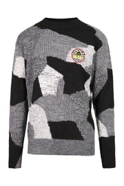 Monster Patchwork Sweater Men Fashion MCQ Linen-Blend Long-Sleeve Designer Casual Cool Trendy