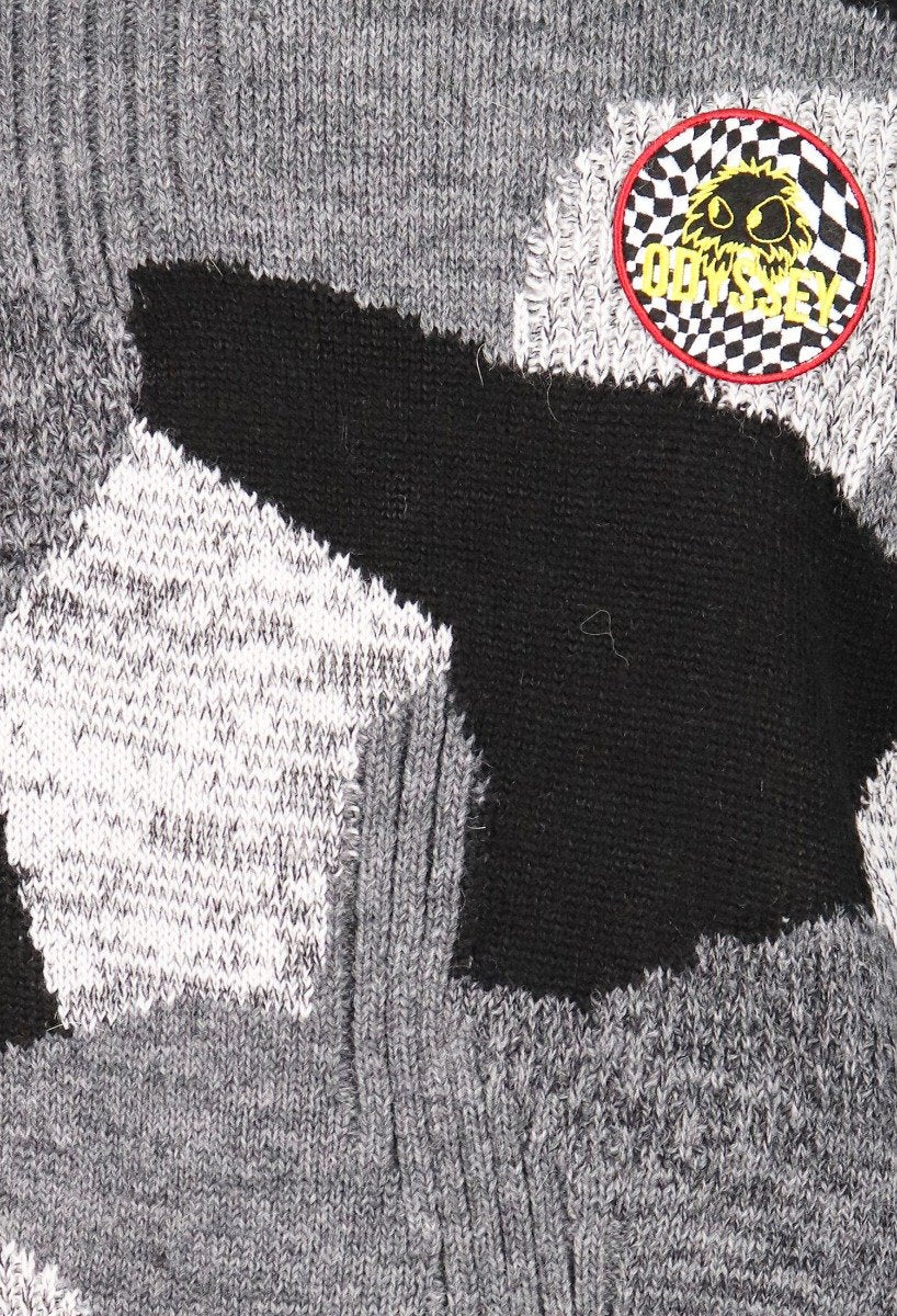 Monster Patchwork Sweater Men Fashion MCQ Linen-Blend Long-Sleeve Designer Casual Cool Trendy