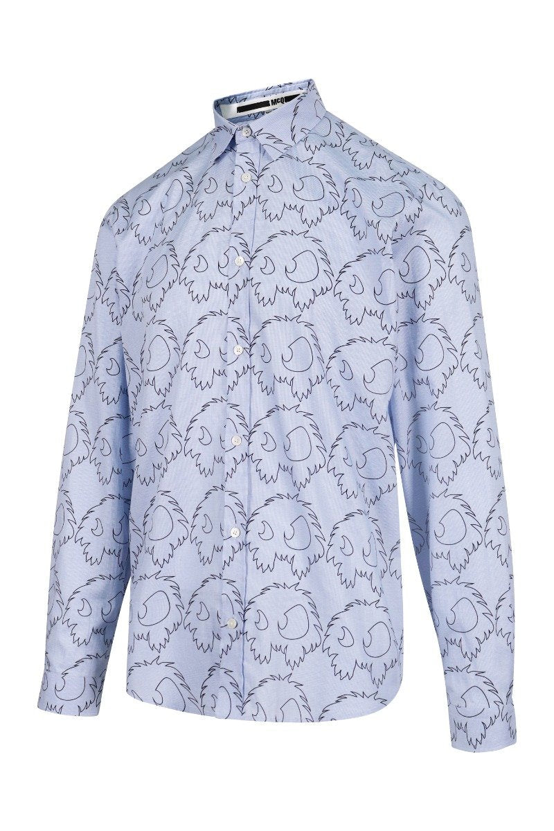 Monster Shirt Men Fashion MCQ Cotton Long-Sleeve Casual Pattern trendy Designer