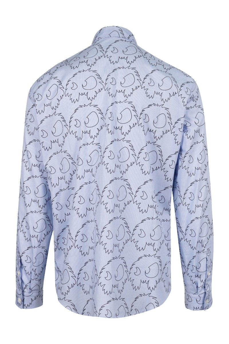 Monster Shirt Men Fashion MCQ Cotton Long-Sleeve Casual Pattern trendy Designer