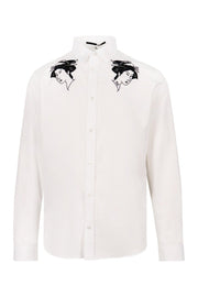 Kimono Girl Shirt Men Fashion MCQ Cotton Long-Sleeve Casual Point Top