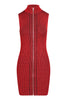 Striped Knit Dress Women Fashion MCQ Viscose Blend Sleeveless Zip Turtleneck Onepiece