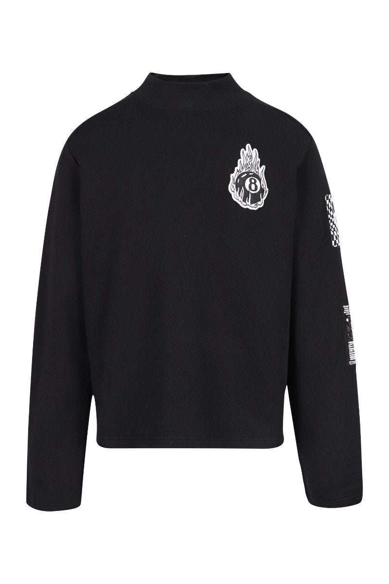 Flaming 8 Ball Sweatshirt Cotton Long Sleeves Unisex Men Women Fashion