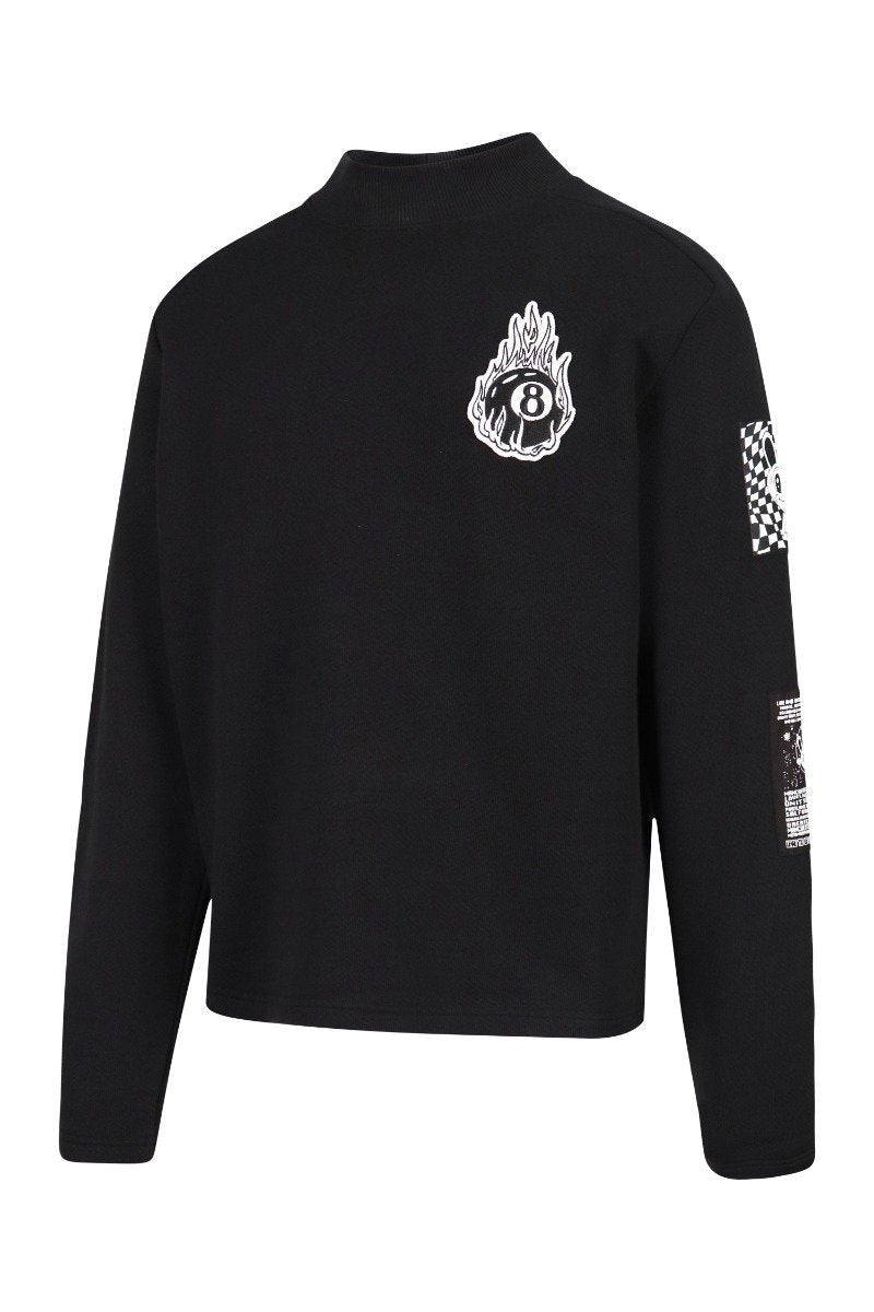 Flaming 8 Ball Sweatshirt Cotton Long Sleeves Unisex Men Women Fashion