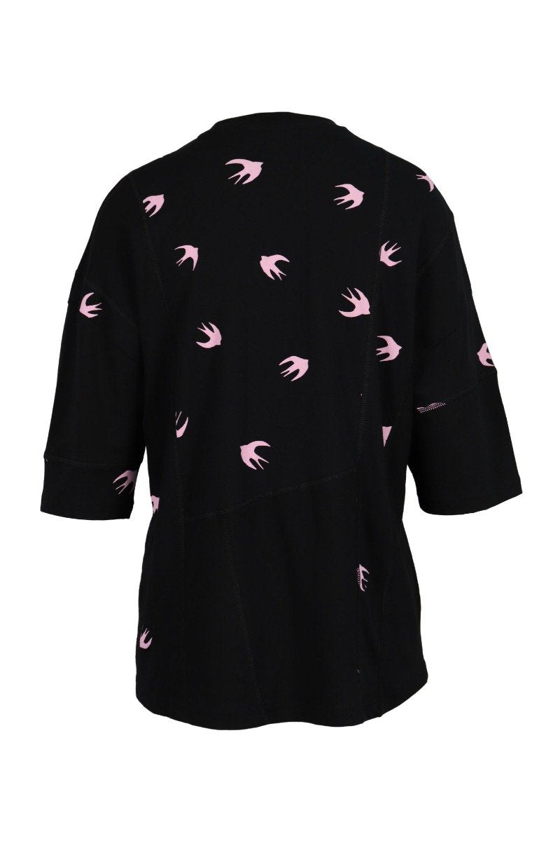 Swallow & Monster T-Shirt Women Fashion MCQ Elbow Sleeves Cotton Young Top Casual