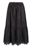 Embroidered Hem Skirt Cotton Bottom Basic Casual Midi Skirt 