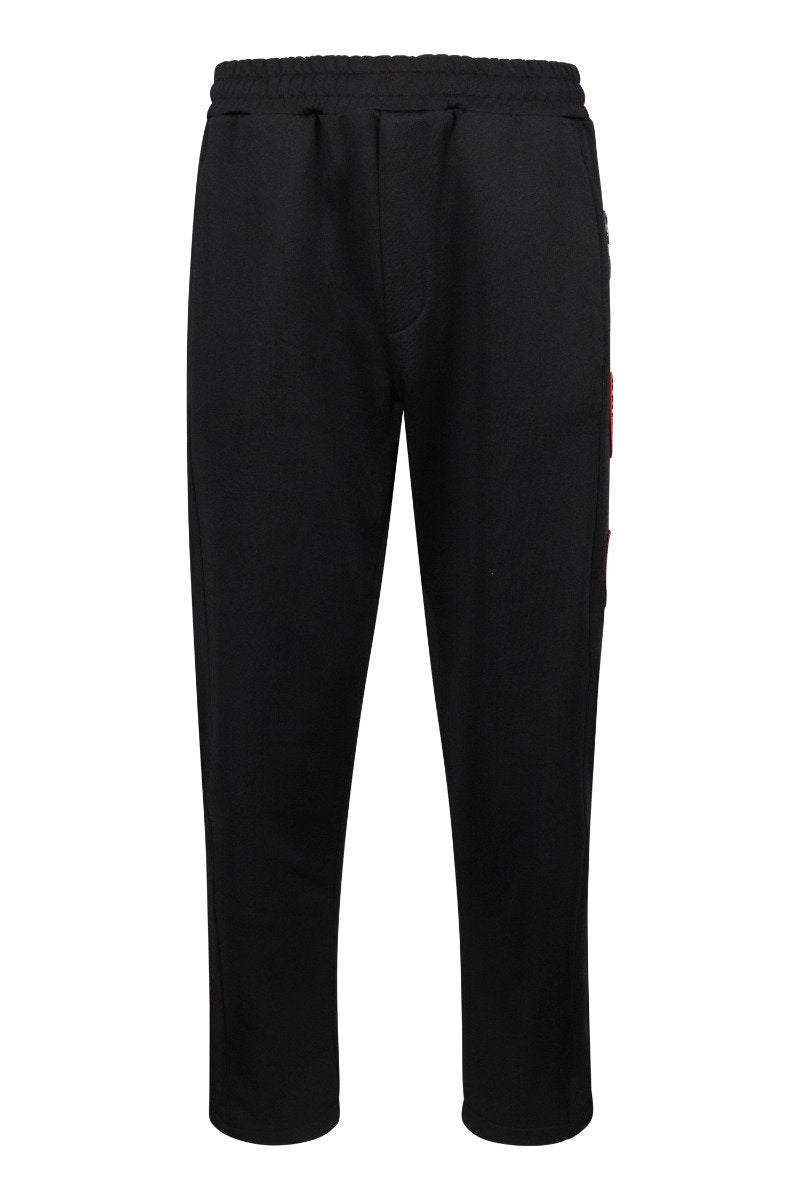 Multi Badges Sweatpant Men Fashion MCQ Polyester-Blend Long Pants Elastic Casual Sport Comfort