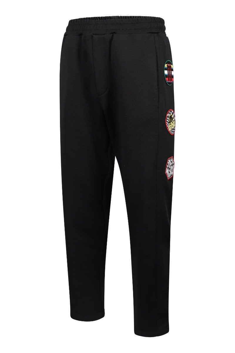 Multi Badges Sweatpant Men Fashion MCQ Polyester-Blend Long Pants Elastic Casual Sport Comfort
