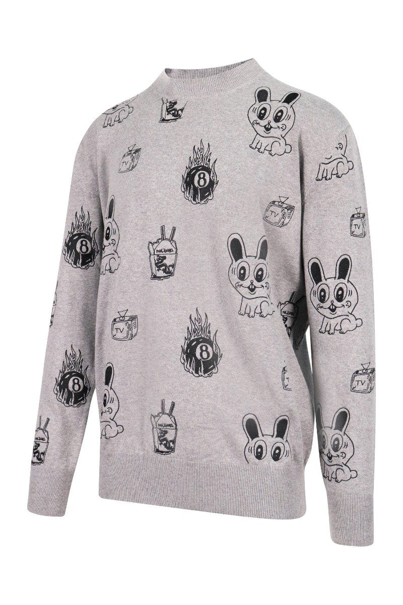 Bunny Sweater Cotton Crew Neck Casual Basic Prints Pattern 
