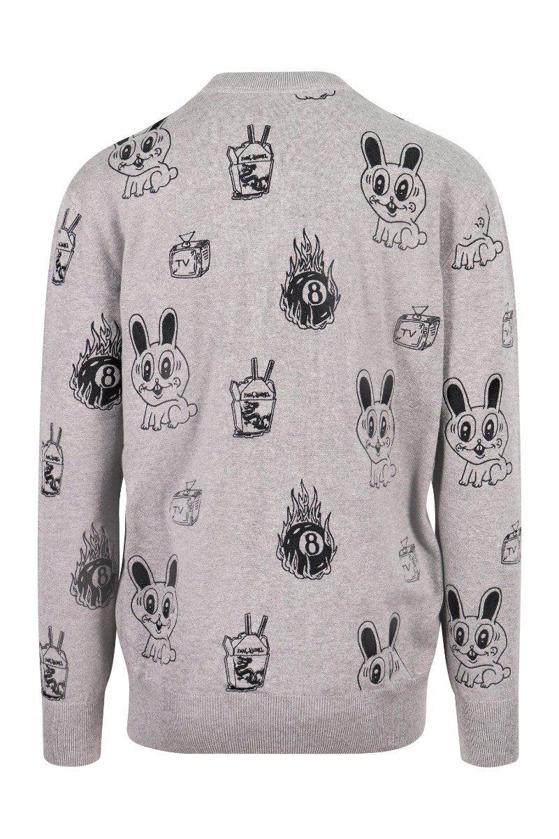 Bunny Sweater Cotton Crew Neck Casual Basic Prints Pattern 