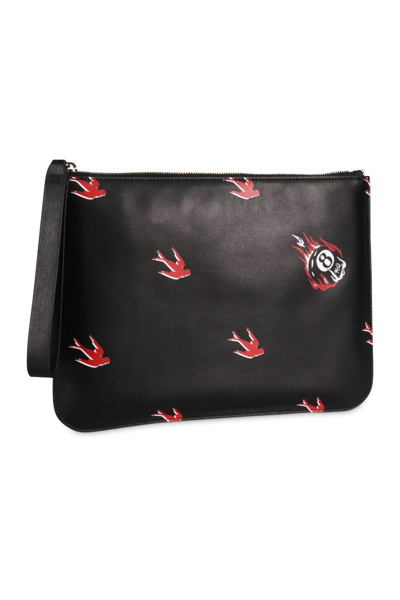 Deco Swallow Pouch Calf Leather Women Men Unisex Bags Pouch Fashion 