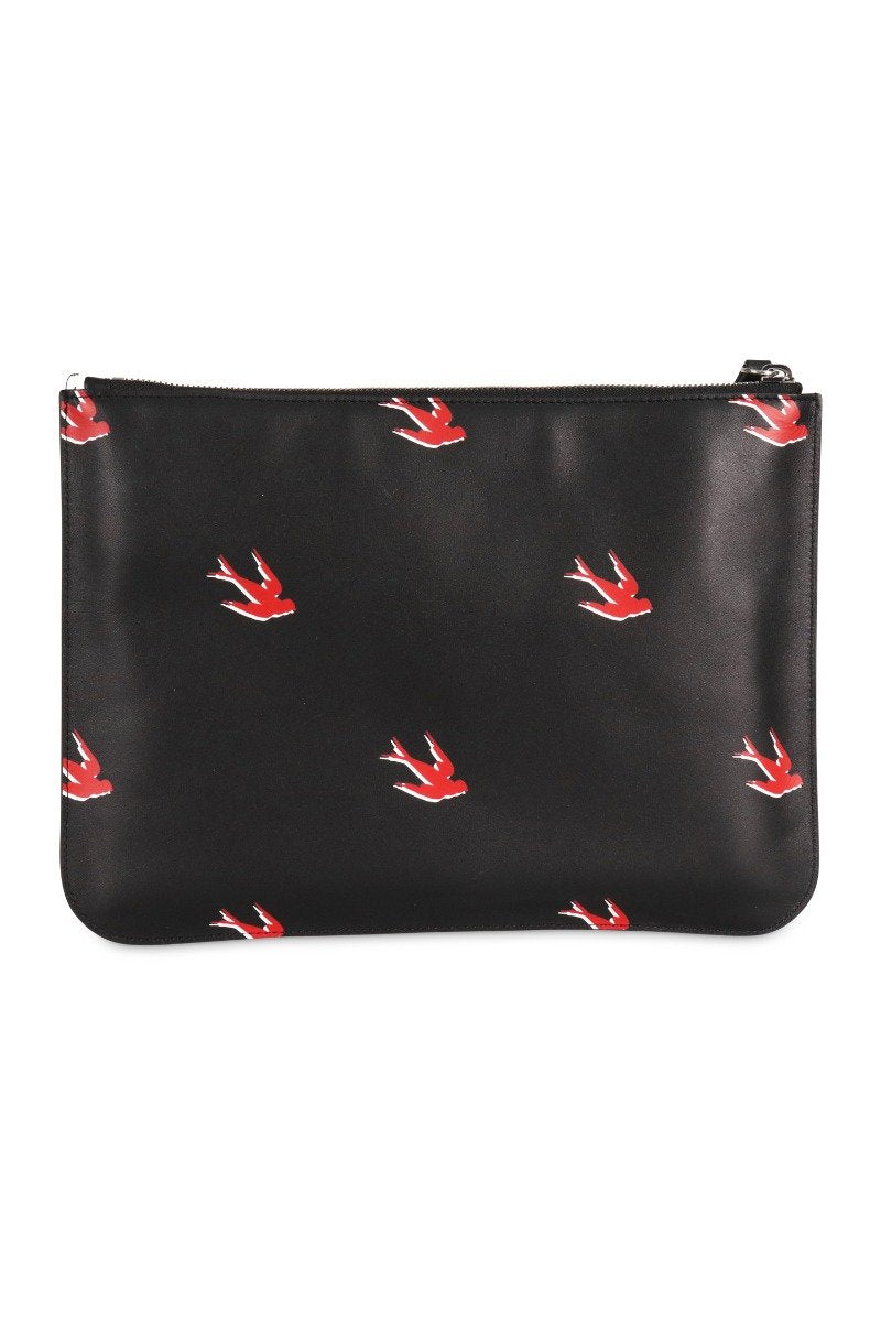 Deco Swallow Pouch Calf Leather Women Men Unisex Bags Pouch Fashion 