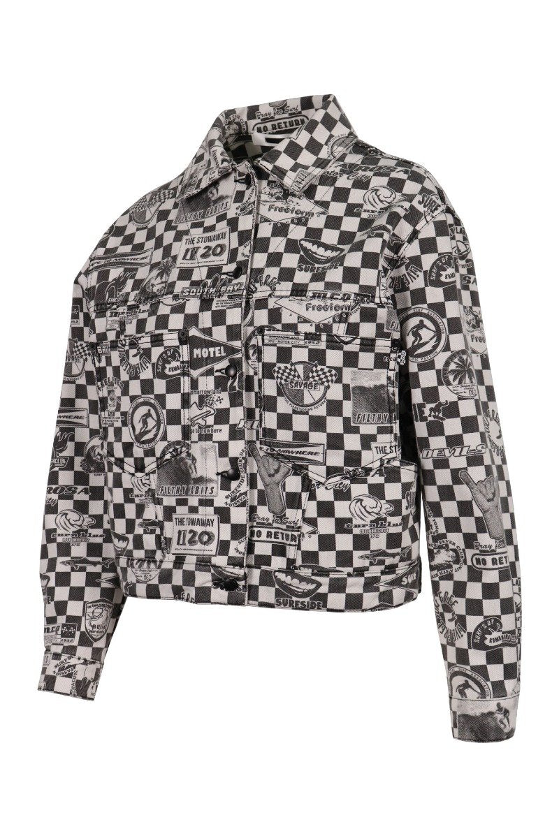 Psychedelic Jacket Women Fashion MCQ Cotton Outwear Long-Sleeve Coat Designer Stylish