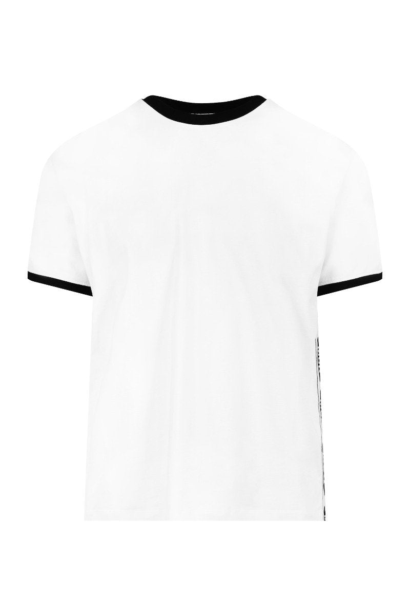 Mcq Logo Taping T-Shirt Men Fashion Cotton Short-Sleeve Casual Tee Wear
